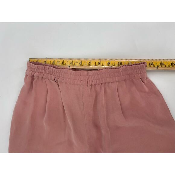 ZZ Vintage Pants Womens Small Blush Pink 100% Silk Wide Leg Stretch Pockets Crop - Picture 13 of 16